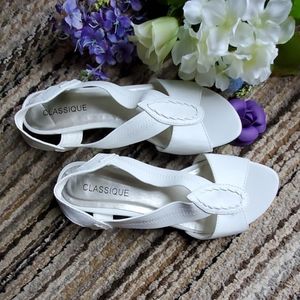 NWOB White Strappy Wedge Sandals